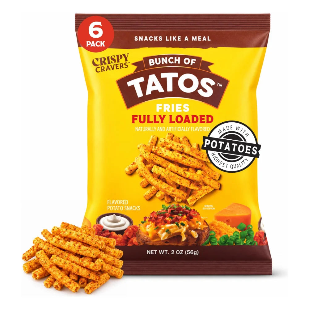 Crispy Cravers Fully Loaded Tatos Fries Bag, 2 Ounce — 6 Per Case
