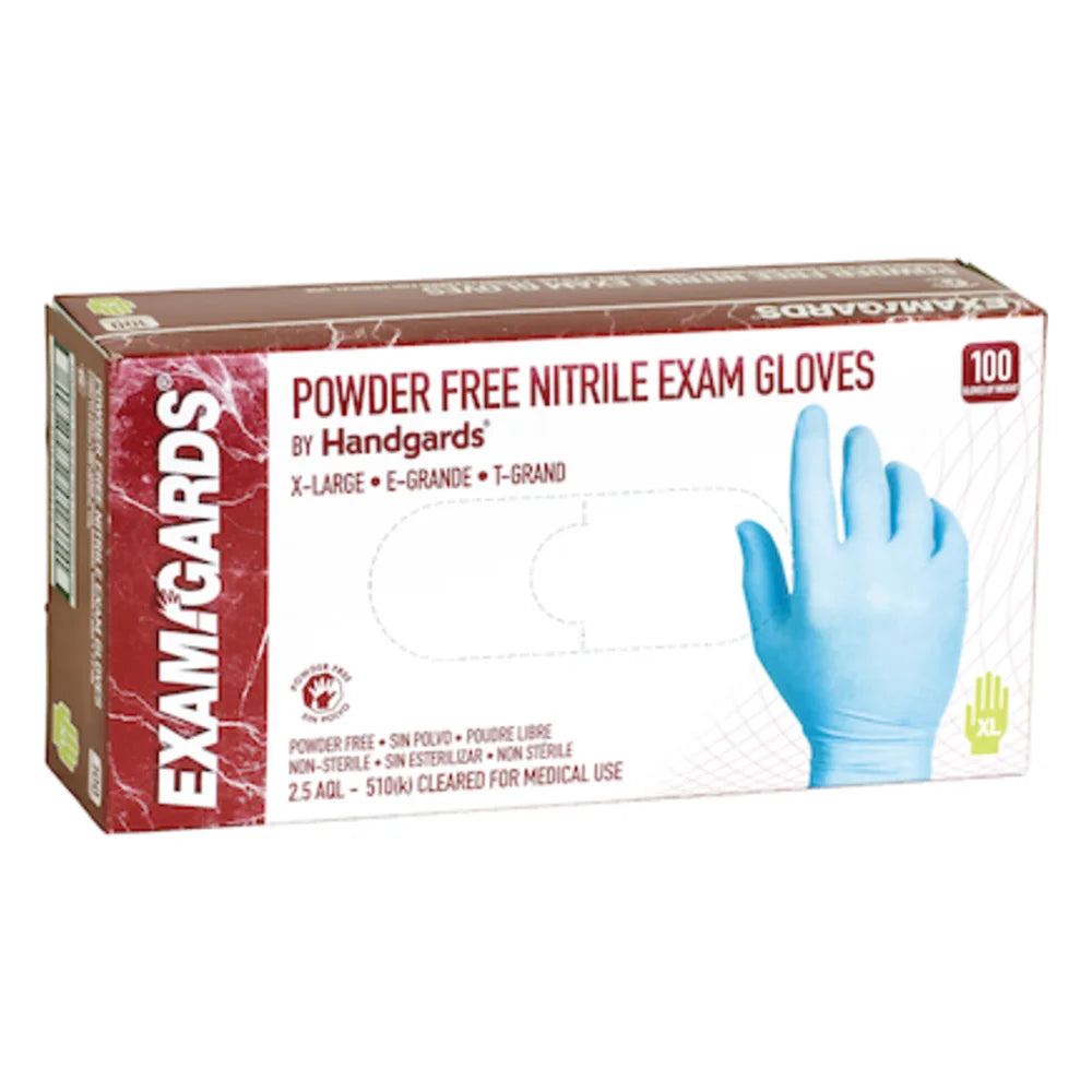 Examgards Exam Nitrile Blue Powder Free Extra Large Glove — 10 Per Case