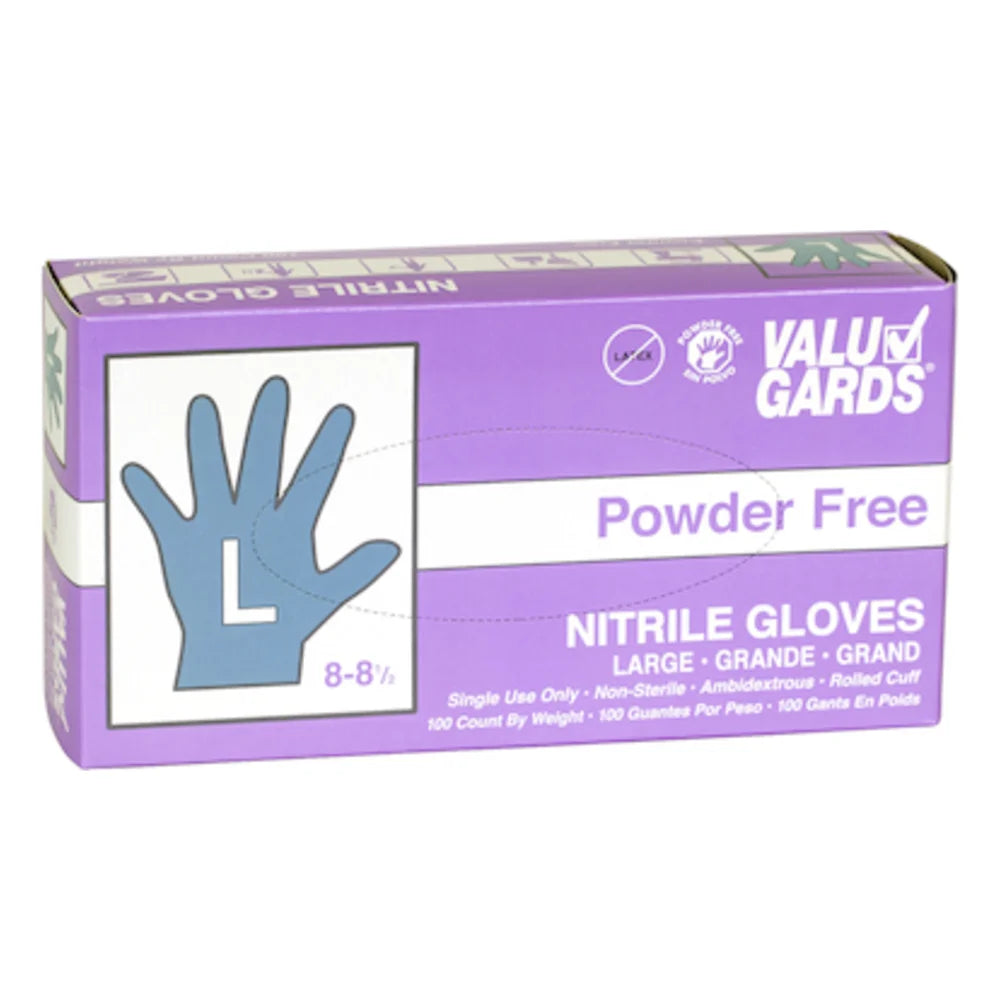 Valugards Nitrile Purple Form-Fitting Powder Free Large Glove — 1000 Per Case