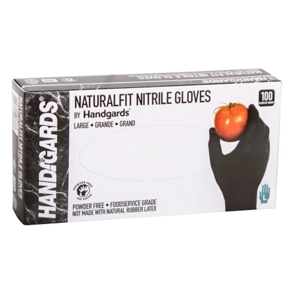 Handgards Naturalfit Nitrile Black Form-Fitting Powder Free Large Glove — 1000 Per Case