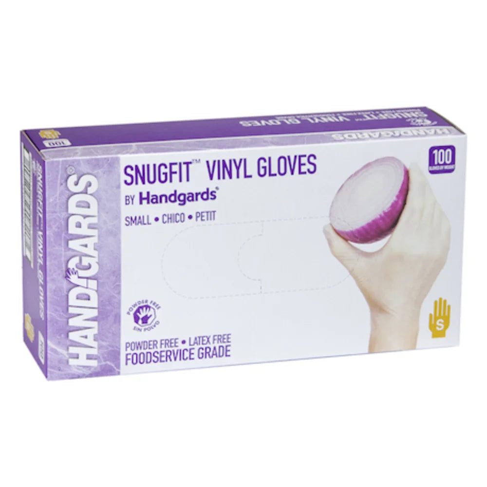 Handgards Snugfit Vinyl Clear Form-Fitting Powder Free Glove, Small — 400 Per Case