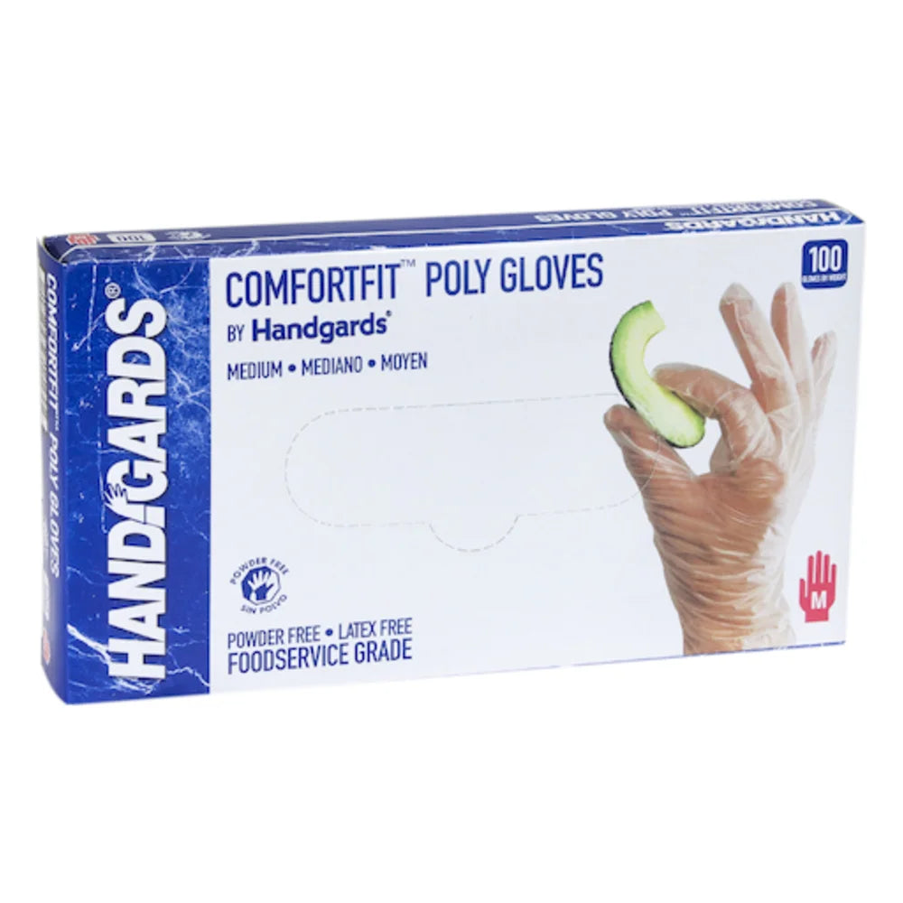 Handgards Polyethylene Clear Loose Fitting Embossed Powder Free Medium Glove — 1000 Per Case