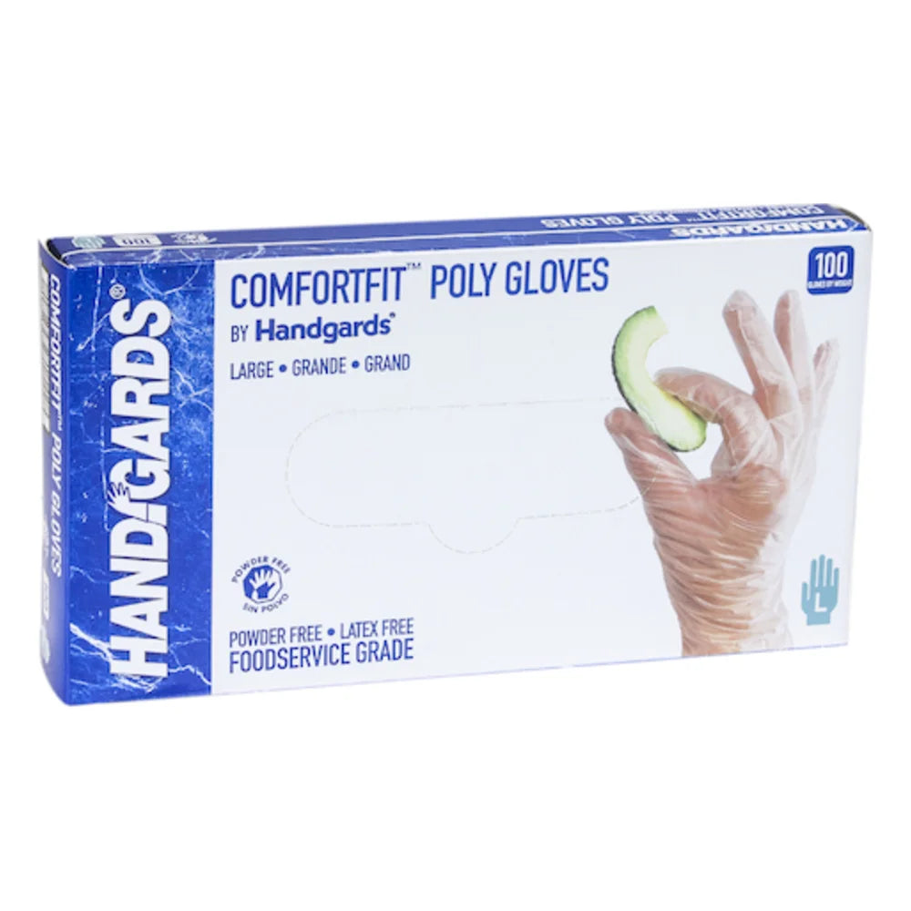 Handgards Polyethylene Clear Loose Fitting Embossed Powder Free Large Glove — 1000 Per Case
