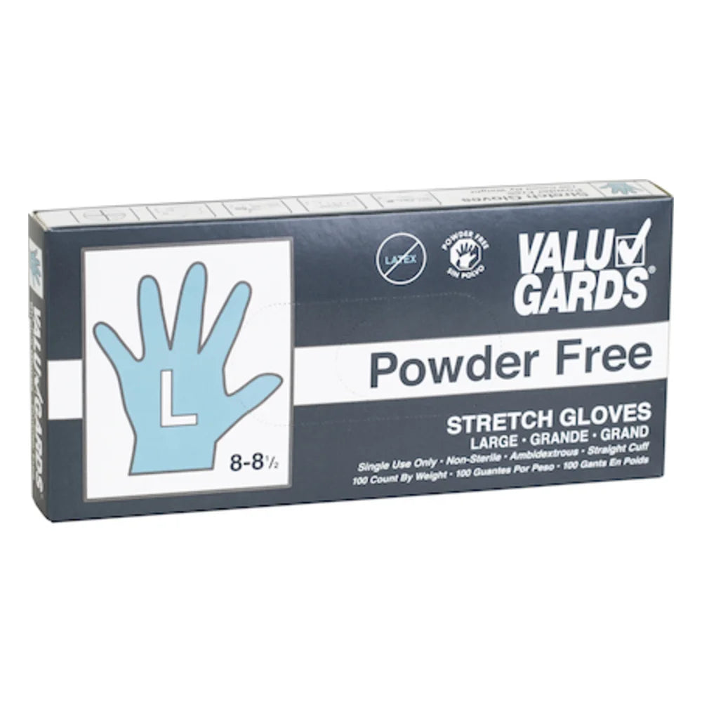 Valugards Polyethylene Clear Form-Fitting Stretch Powder Free Gloves, Large — 1000 Per Case
