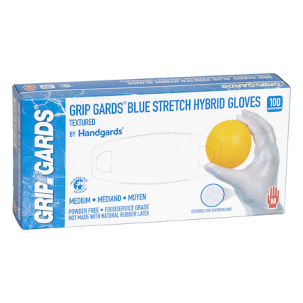 Grip Gards Nitrile/Vinyl Hybrid Blue Form-Fitting Stretch Powder Free Medium Glove — 1000 Per Case