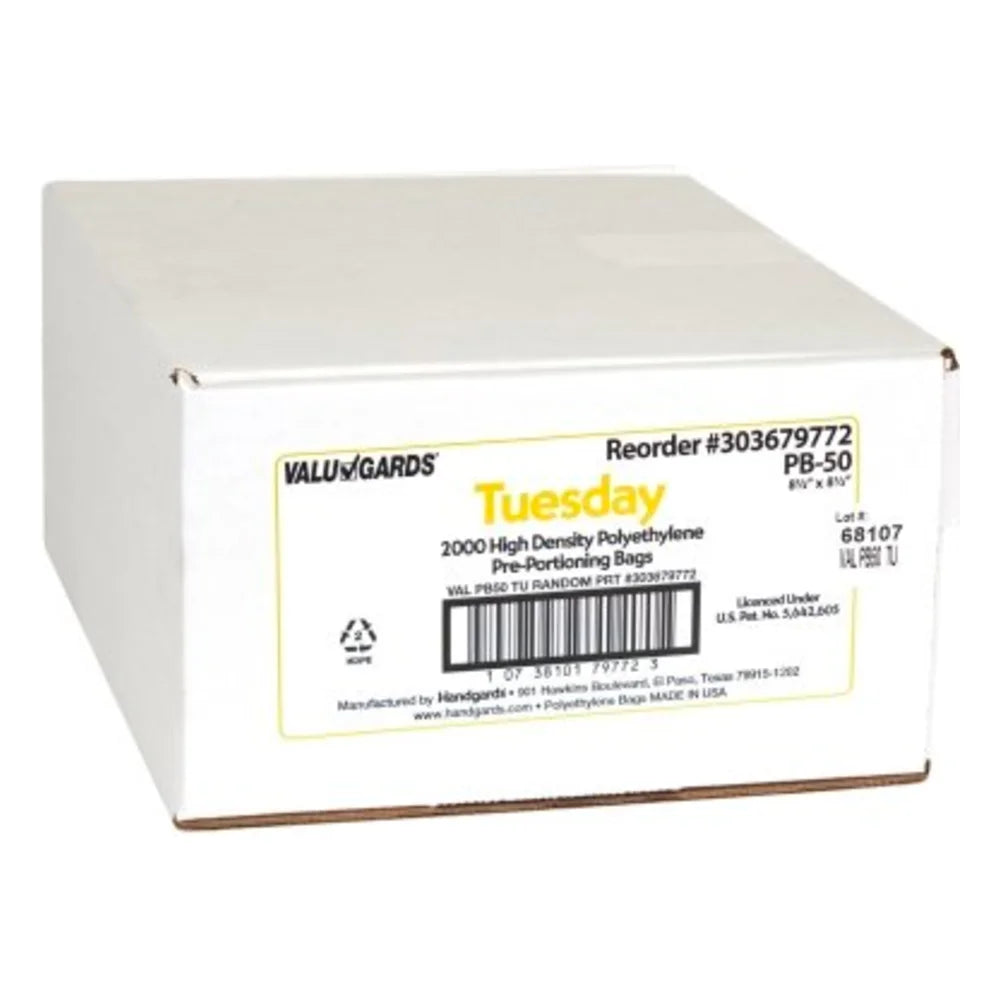 Valugards High Density Saddle Preportion Bag Printed Tuesday Yellow — 2000 Per Case