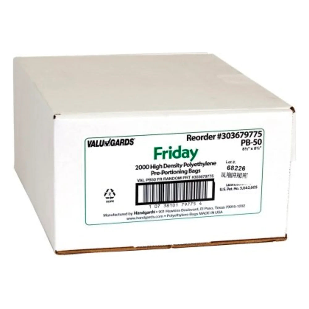 Valugards High Density Saddle Preportion Bag Printed Friday Green — 2000 Per Case