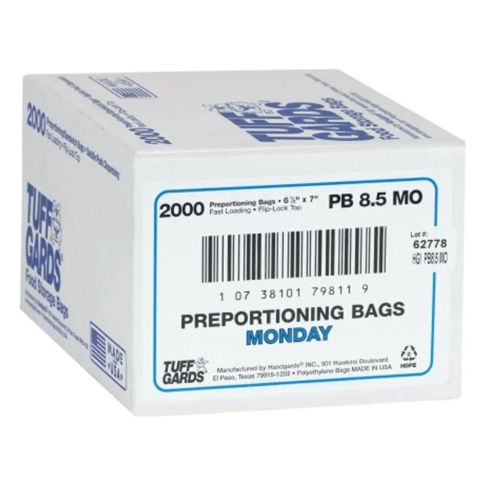 Tuffgards 2M High Density Blue Monday Preportioning Bag — 2000 Per Case