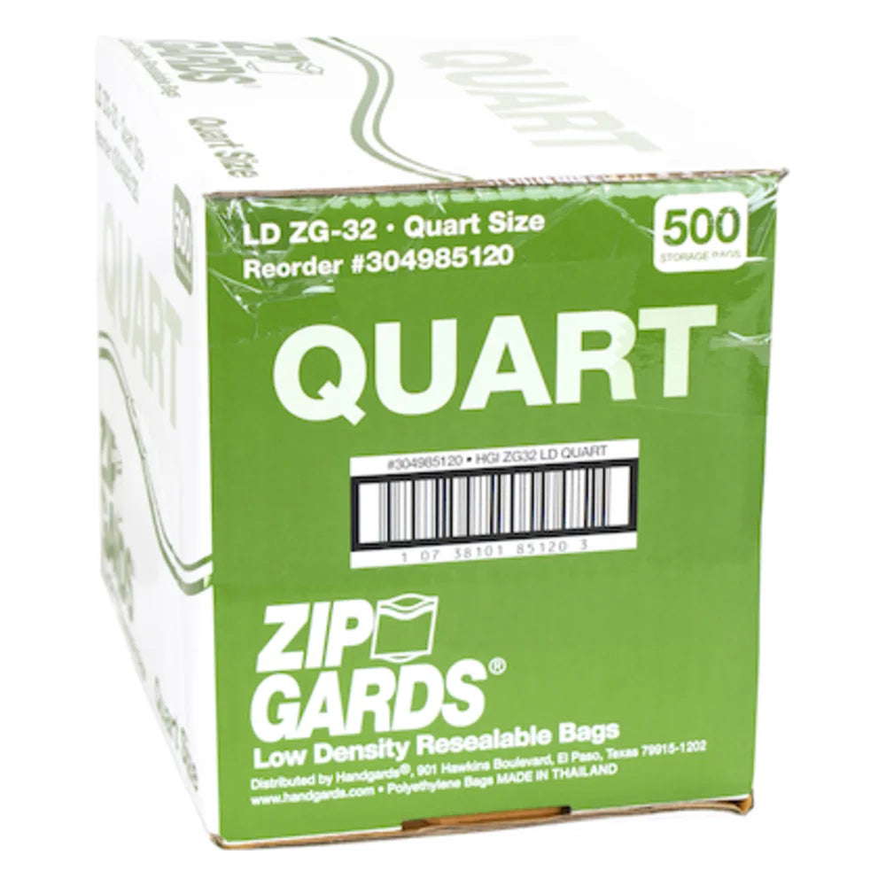 Zipgards Low Density Recloseable Quart Storage Bag, 7 Inch X 8 Inch — 500 Per Case