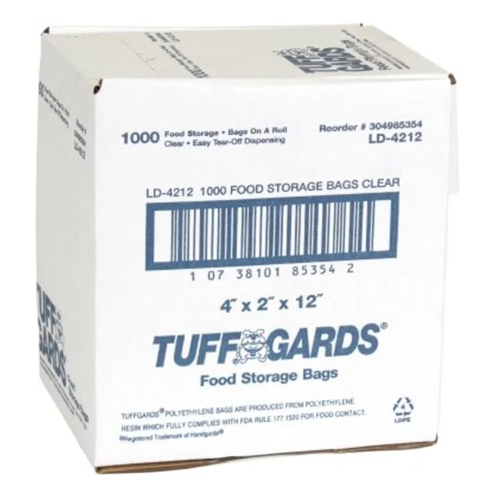 Tuffgards Low Density Poly Roll 4 Inch X 2 Inch X 12 Inch Food Bag — 1000 Per Case