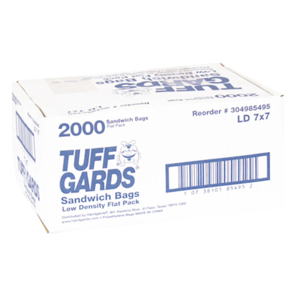 Tuffgards 7 Inch X 7 Inch Low Density Clear Flat Sandwich Bag, 2000 Each — 200 Per Case