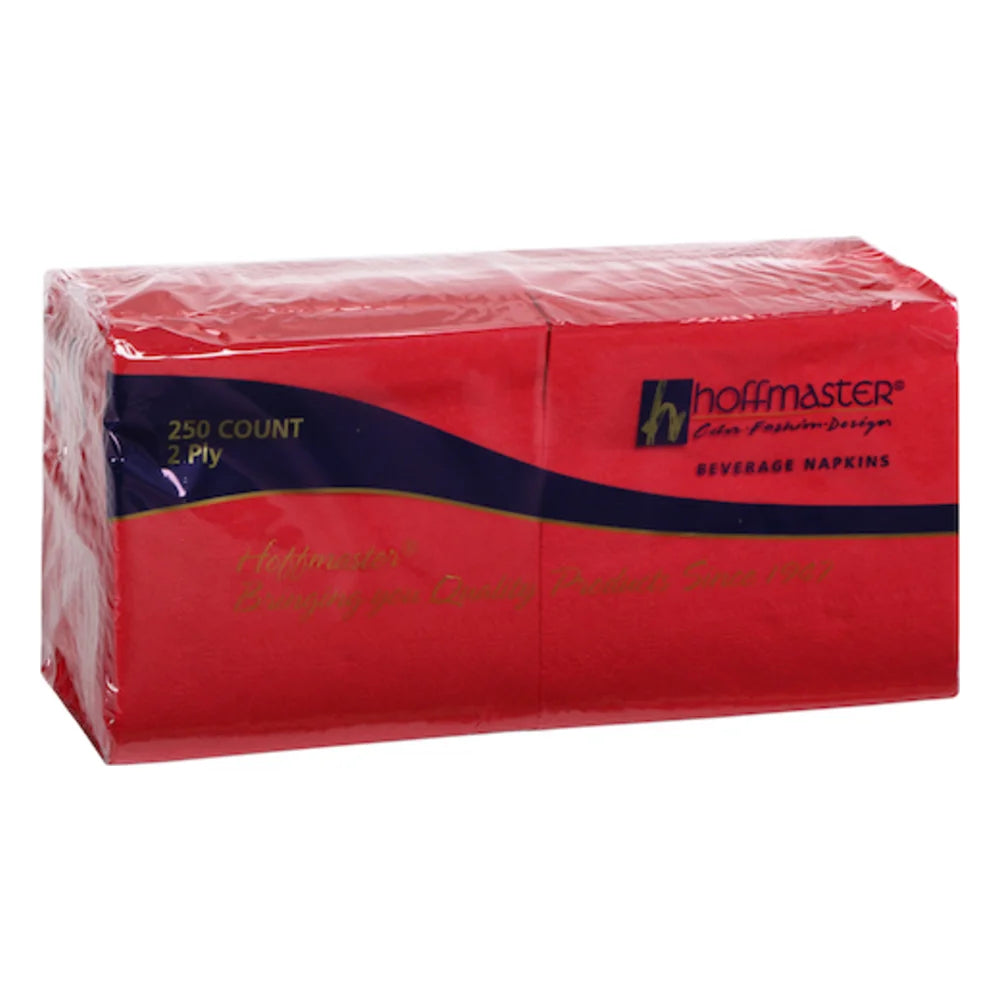 Hoffmaster 9.5 Inch X 9.5 Inch 2 Ply 1/4 Fold Red Beverage Napkin, 250 Each — 4 Per Case