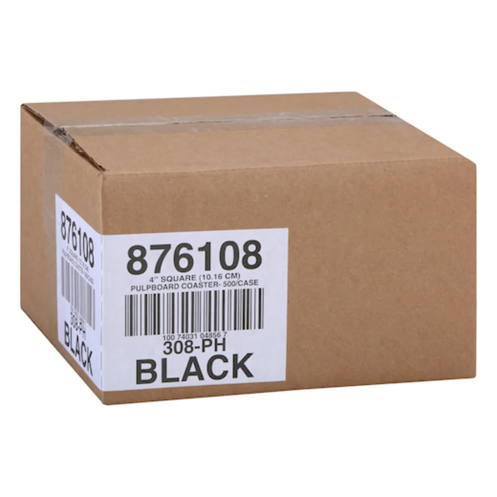 Hoffmaster 4 Inch Pulpboard Light Weight Black Square Coaster, 500 Each — 1 Per Case