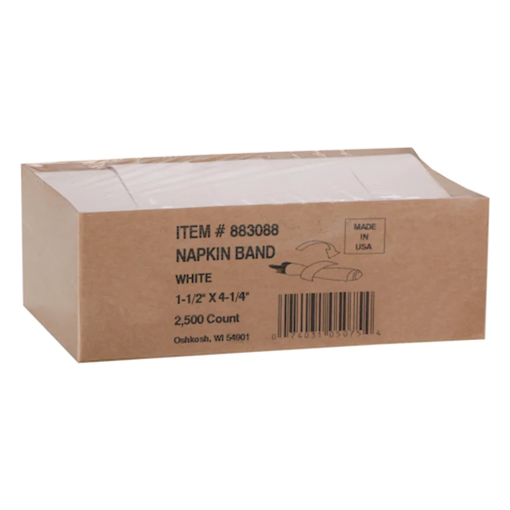 Hoffmaster 1.5 Inch X 4.25 Inch Paper Retail Packaged White Napkin Band, 2500 Each — 8 Per Case