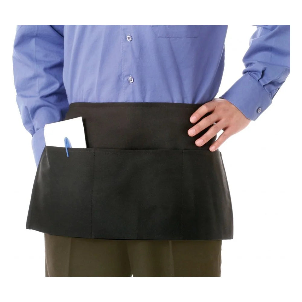 Chef Revival Waist Apron With 3 Pocket, Black — 1 Per Case