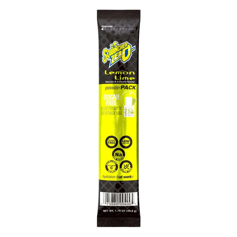 Sqwincher Powder Pack Zero Lemon-Lime Electrolyte Bev Mix, 1.76 Ounce — 32 Per Case