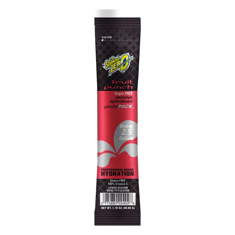 Sqwincher Power Pack Zero Fruit Punch Electrolyte Bev Mix, 1.76 Ounce — 32 Per Case