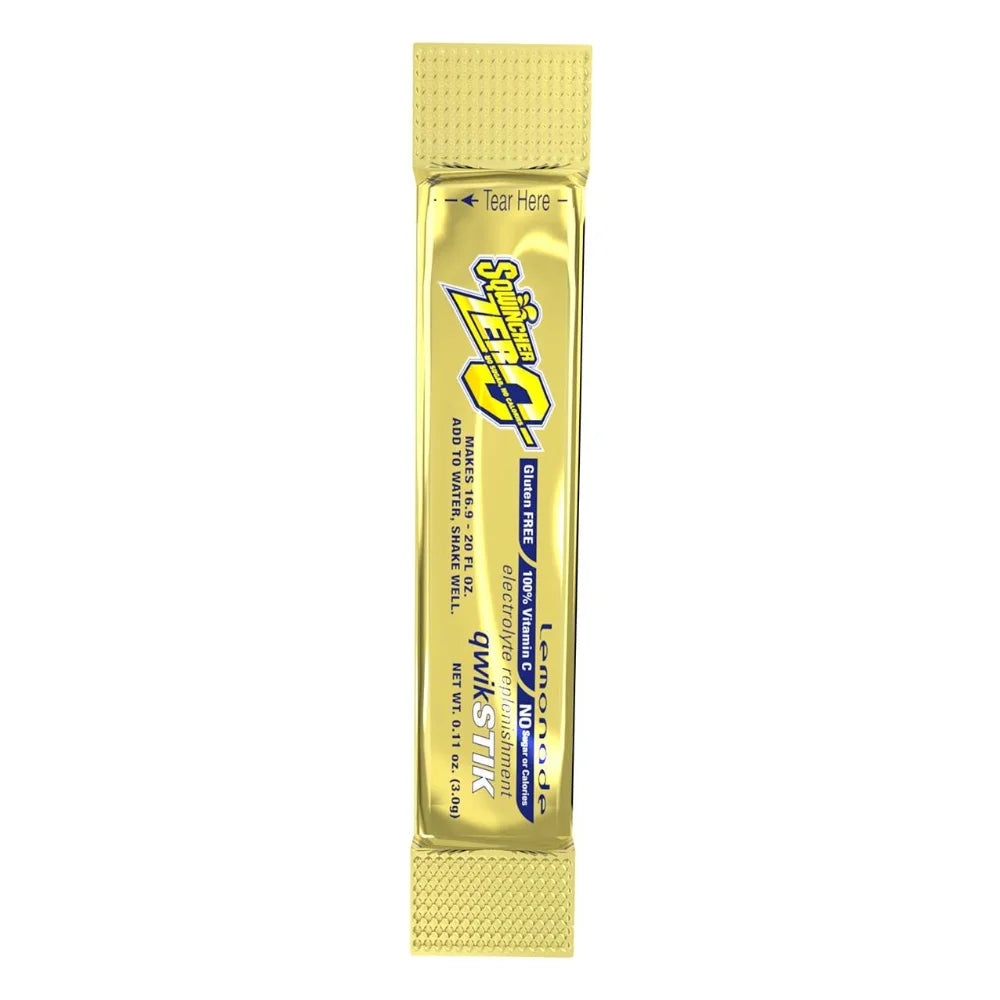 Sqwincher Qwik Sticks Zero Lemonade Electrolyte Powder Packets, 0.11 Ounce — 500 Per Case