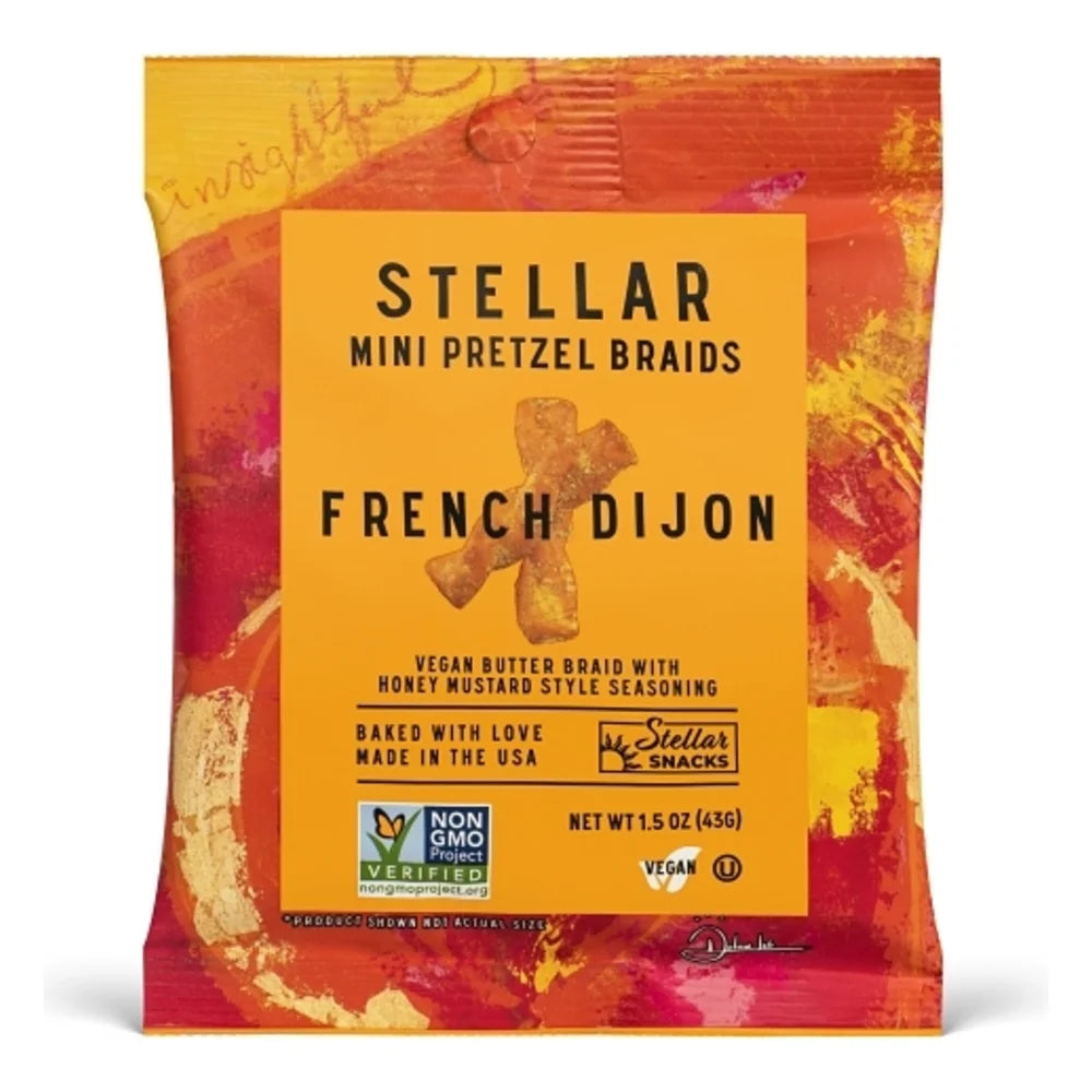 Stellar Snacks French Dijon Pretzel Braids Pouch, 1.5 Ounce — 24 Per Case