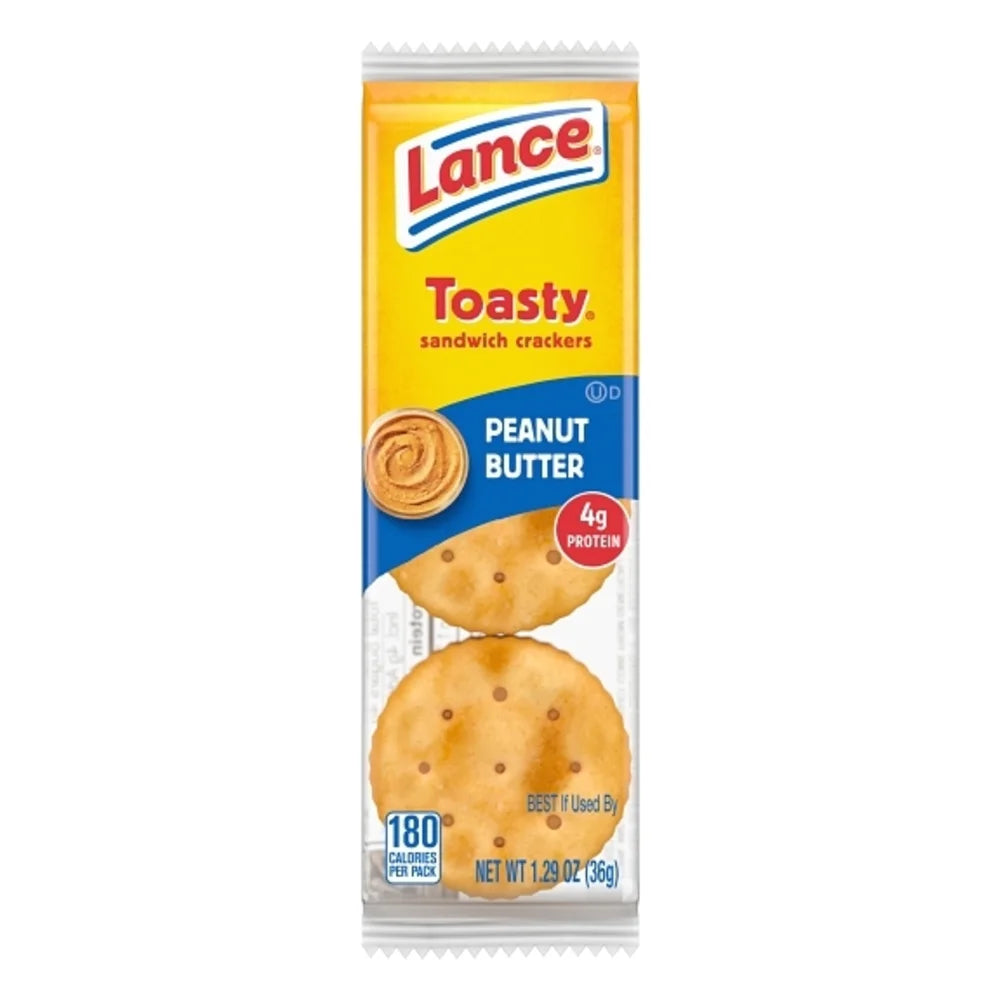Lance Single Serve Peanut Butter Toasty Sandwich Crackers, 1.29 Ounce — 90 Per Case