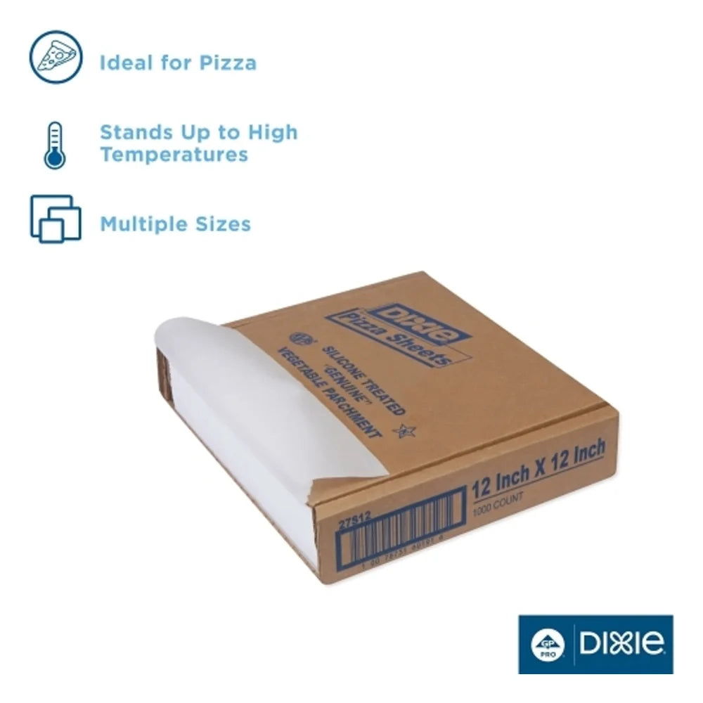 Dixie 12 Inch X 12 Inch White Silicon Treated Parchment Pizza Sheets, 1000 Count — 1 Per Case