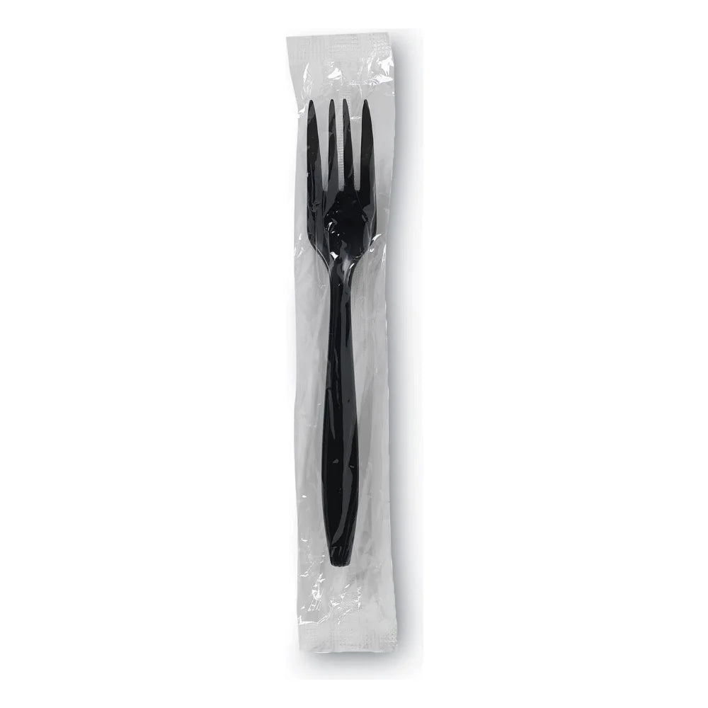Dixie GP Pro Individually Wrapped Heavy Weight Polypropylene Plastic Fork, Black, 1000 Count — 1 Per Case