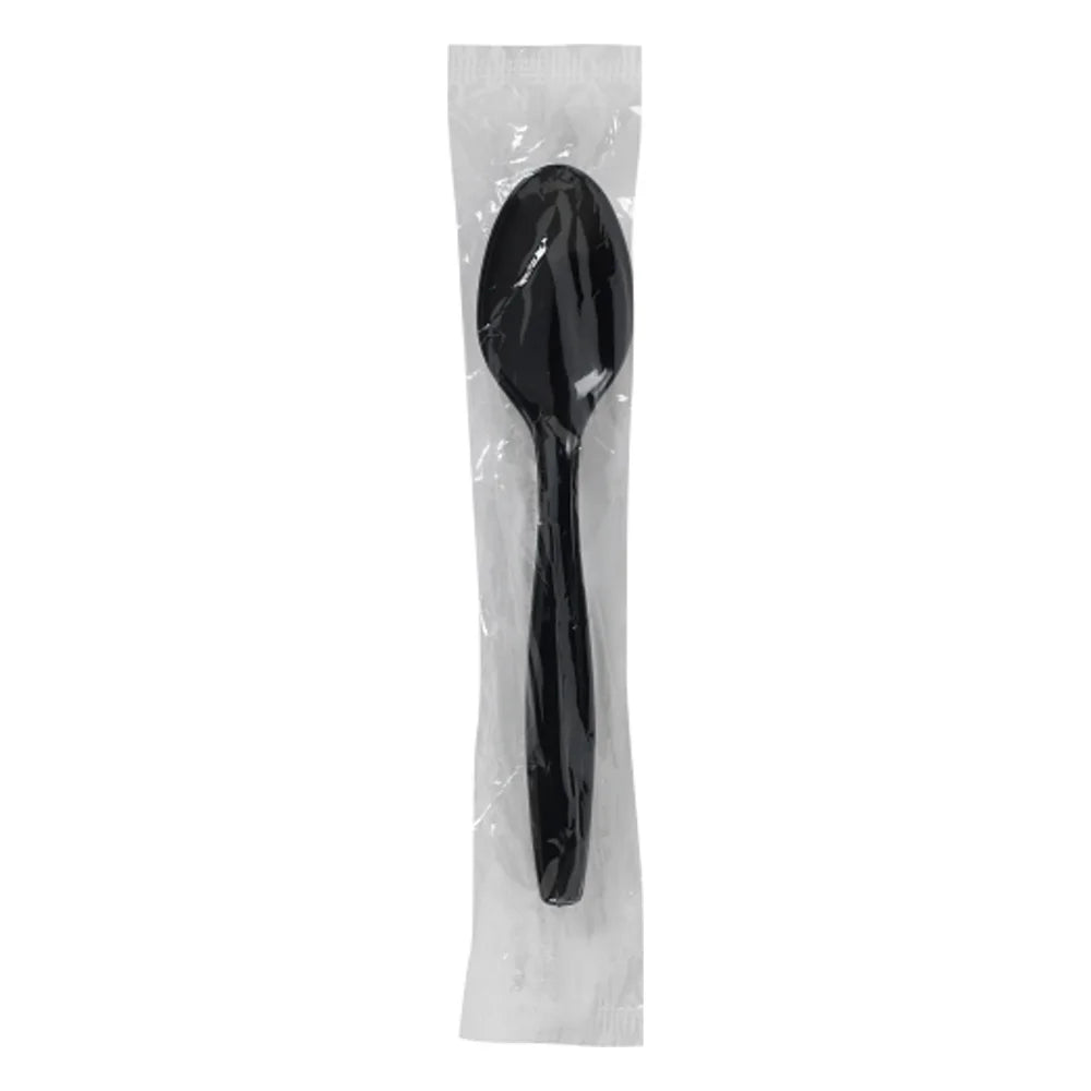 Dixie Heavyweight Polypropylene Individually Wrapped Black Teaspoon, 1000 Count — 1 Per Case