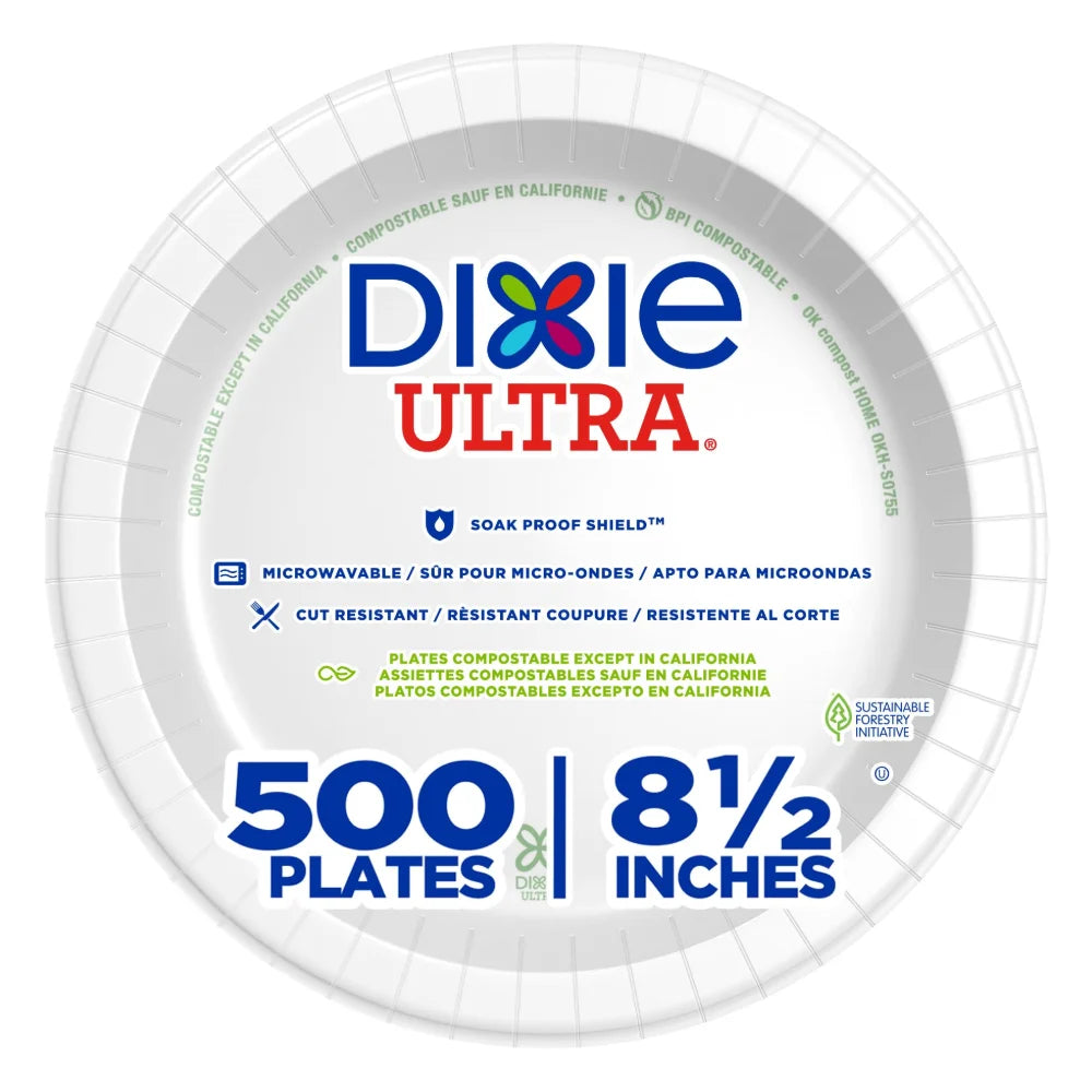 Dixie Ultra 8.5 Inch White Ultra Heavy Weight Paper Plate, 125 Count — 160 Per Case