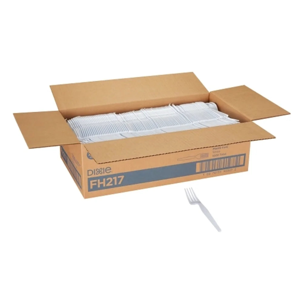 Dixie Heavy Weight Polystyrene White Fork, 1000 Count — 90 Per Case