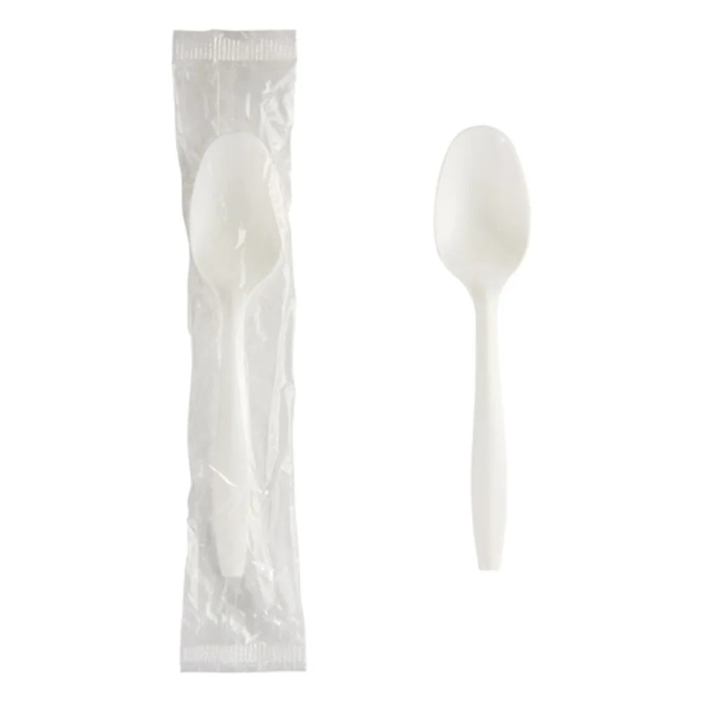 Dixie Medium Weight Polypropylene Individually Wrapped White Teaspoon, 1000 Count — 1 Per Case