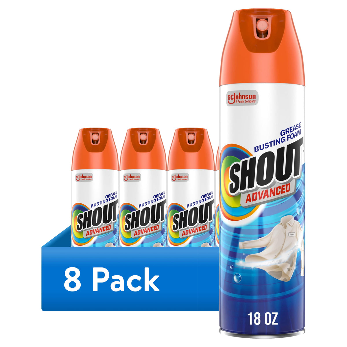 Shout Advanced Foam Aerosol, 18 oz — 8 Per Case