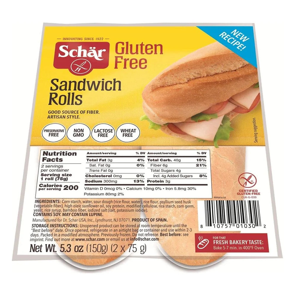 Schar Gluten Free Sandwich Rolls, 5.3 Ounce — 7 Per Case