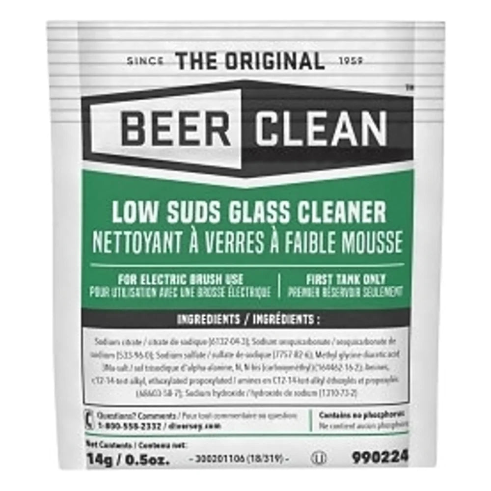 Diversey Beer Clean Low Suds Powder Glass Cleaner Pouch, 0.5 Ounce — 100 Per Case