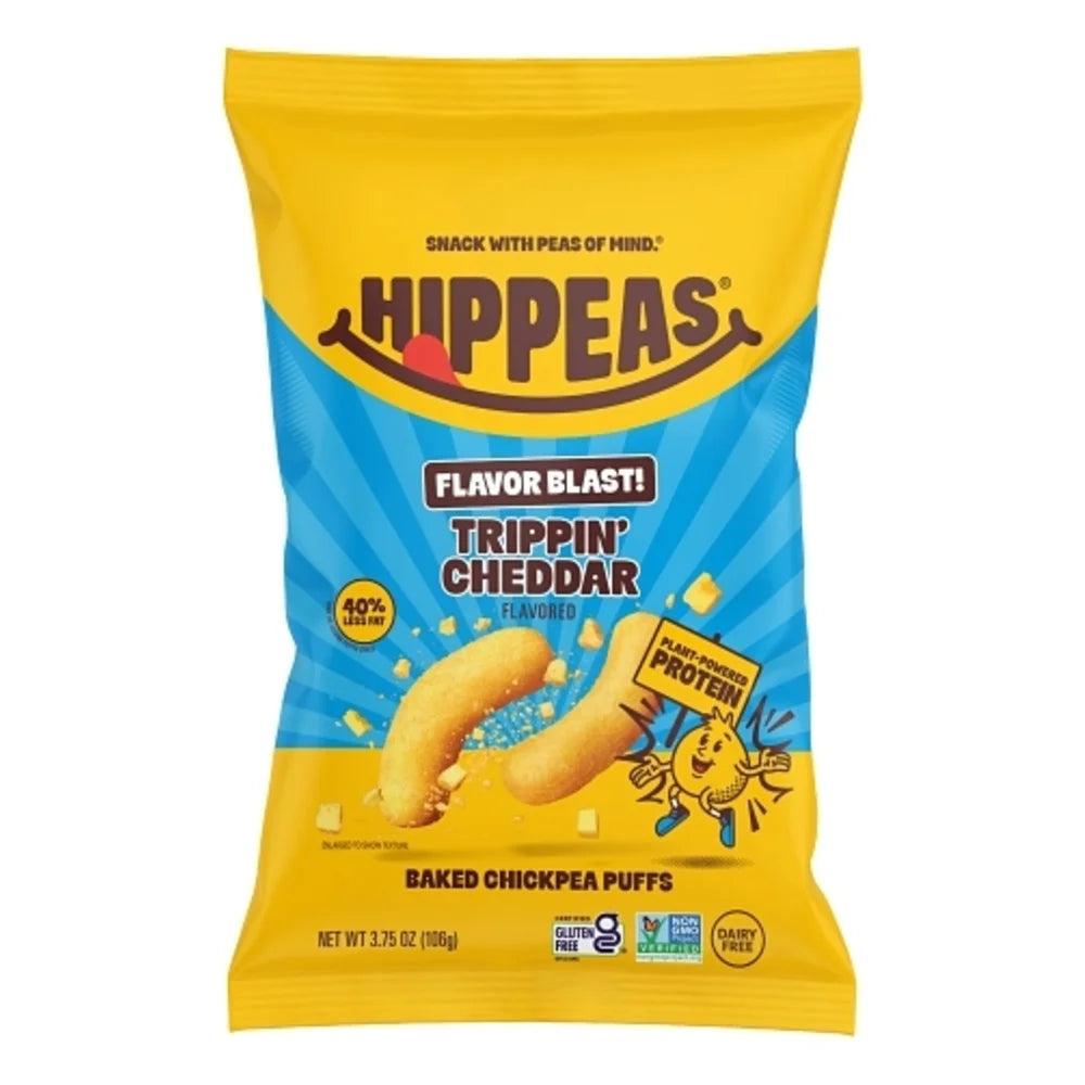Hippeas Flavor Blast! White Cheddar Explosion Chickpea Puffs, 3.75 Ounce — 12 Per Case