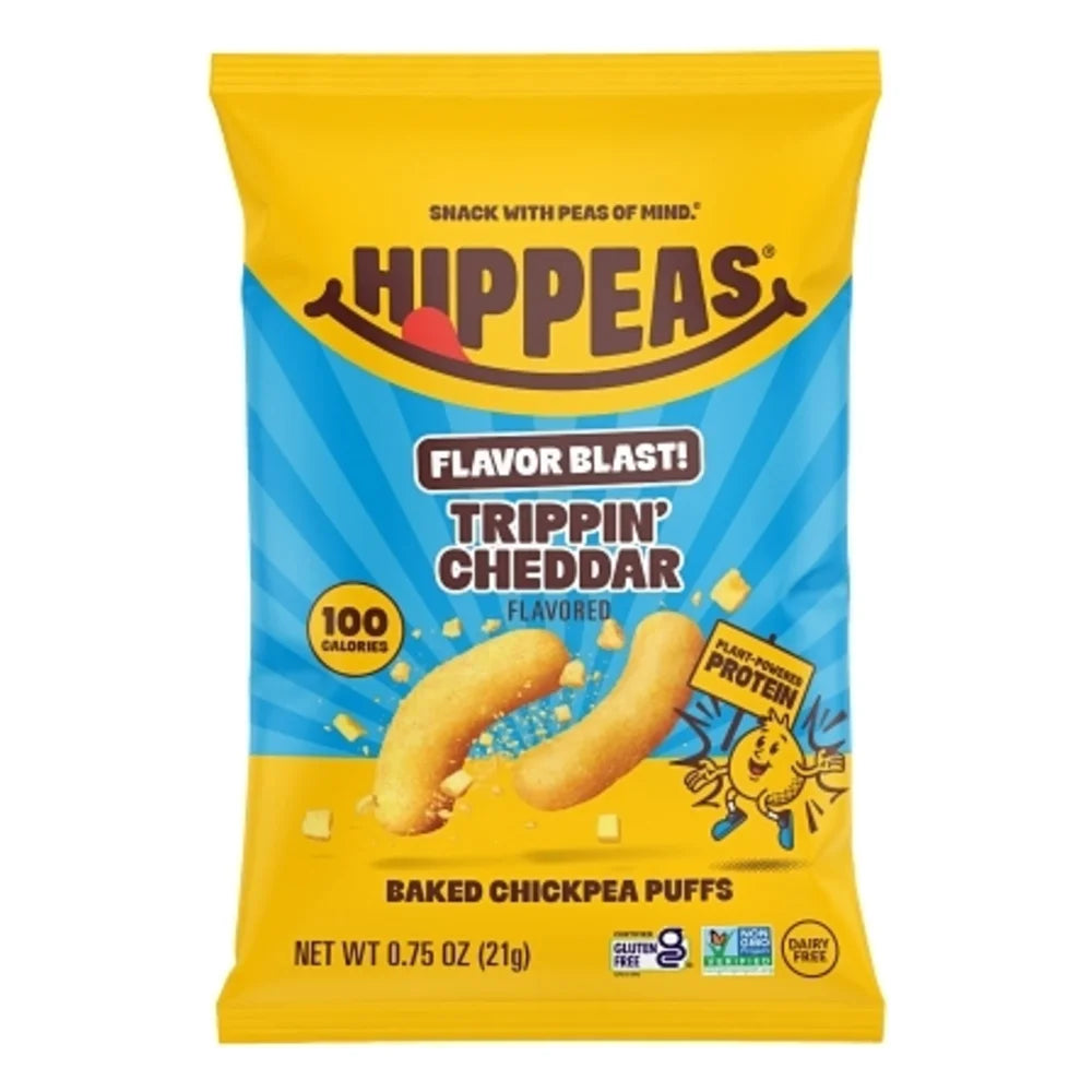 Hippeas Flavor Blast! White Cheddar Explosion Chickpea Puffs, 0.75 Ounce — 18 Per Case