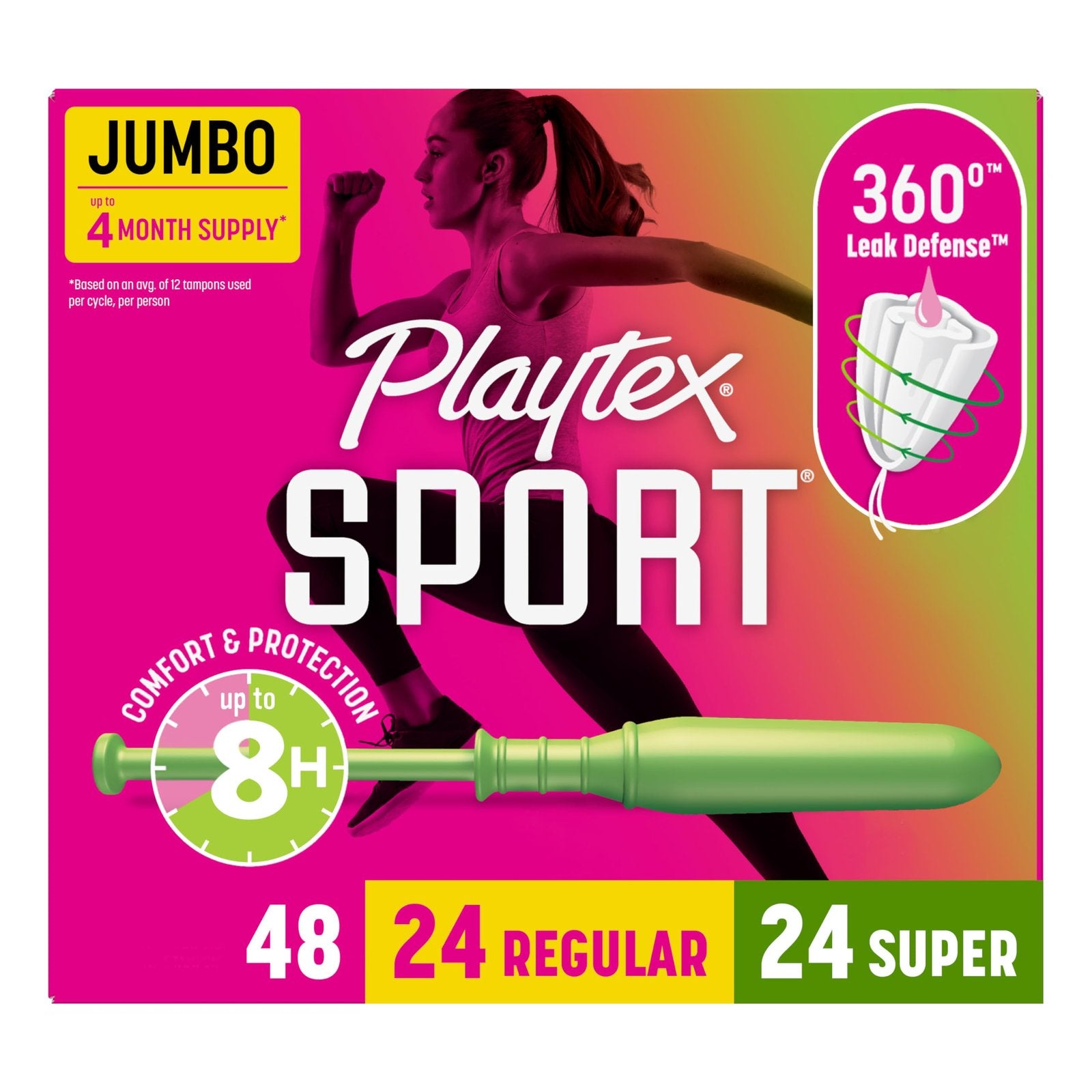 Playtex Sport Tampons Multipack Regular/Super (48 ct)/12pk