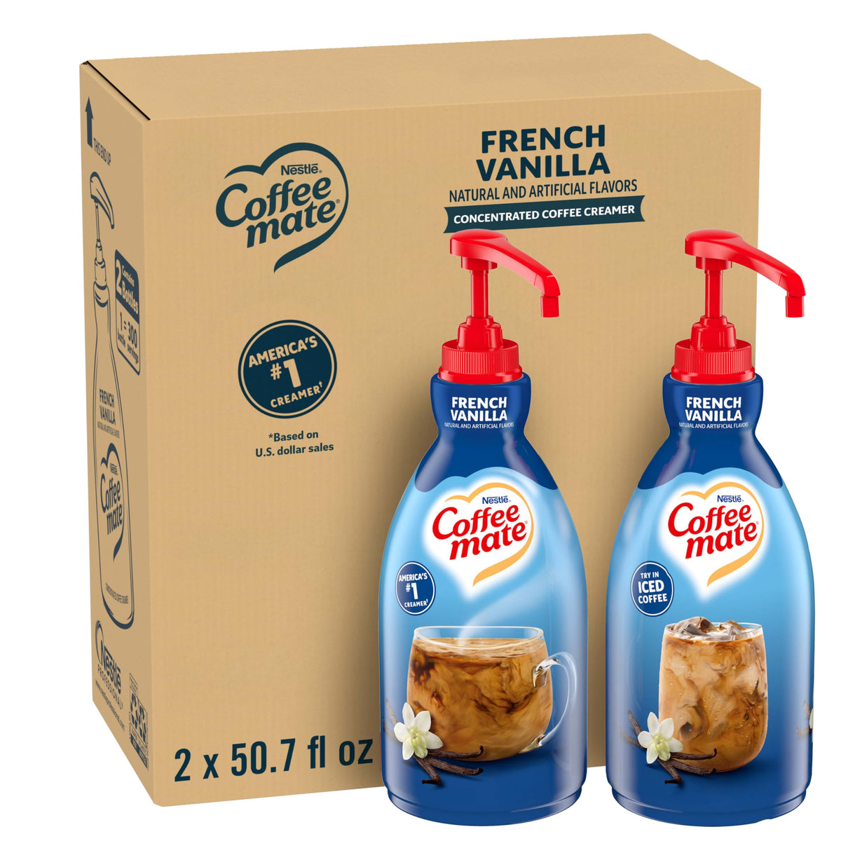 Coffee Mate French Vanilla Liquid Coffee Creamer Concentrate, 1.58 Quart — 2 Per Case