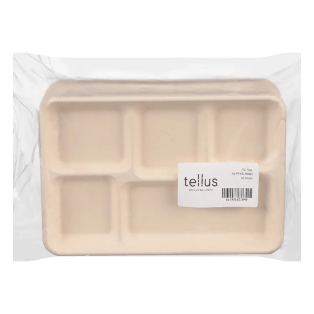 Tellus No Pfas Added 5-Compartment Tray, 400 Count — 8 Per Case