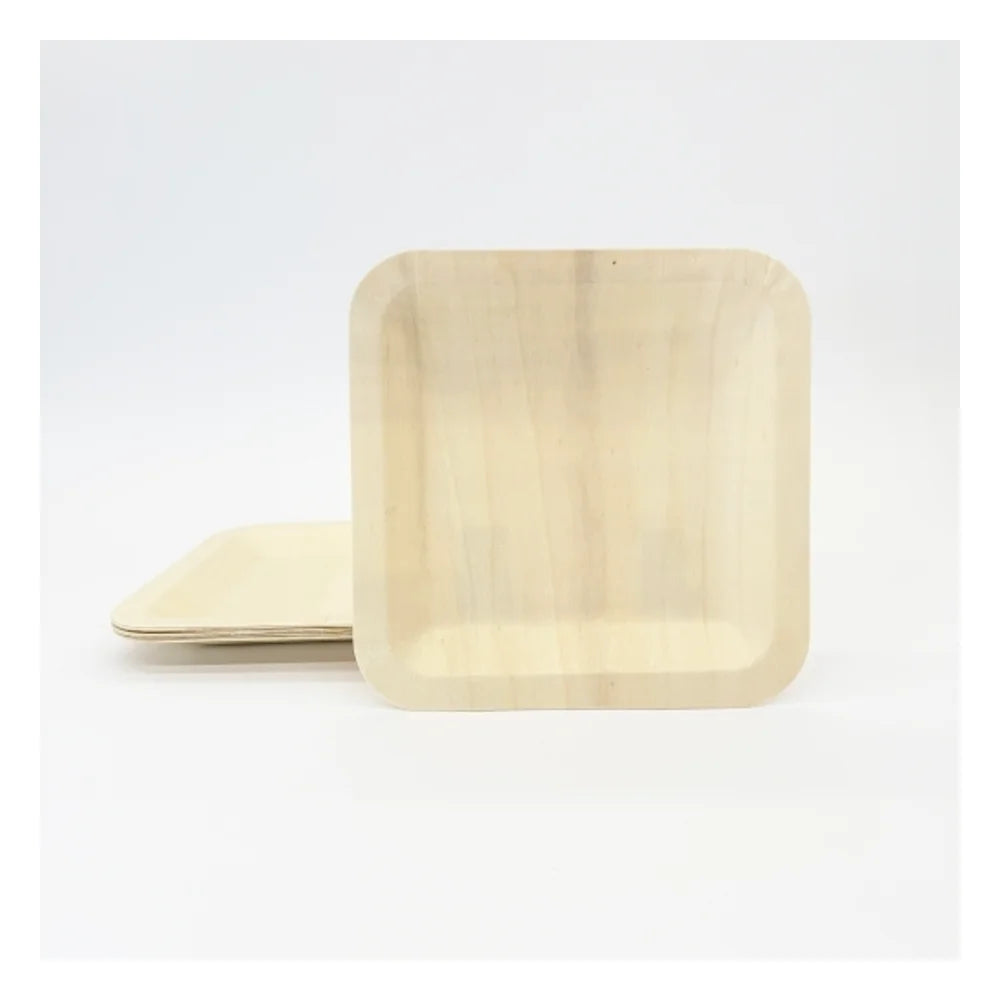 VerTerra Square Wooden Plate 8X8", 8 Inch — 300 Per Case
