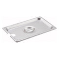 Winco 1/4 Size Slotted Stainless Steel Steam Pan Cover — 1 Per Case