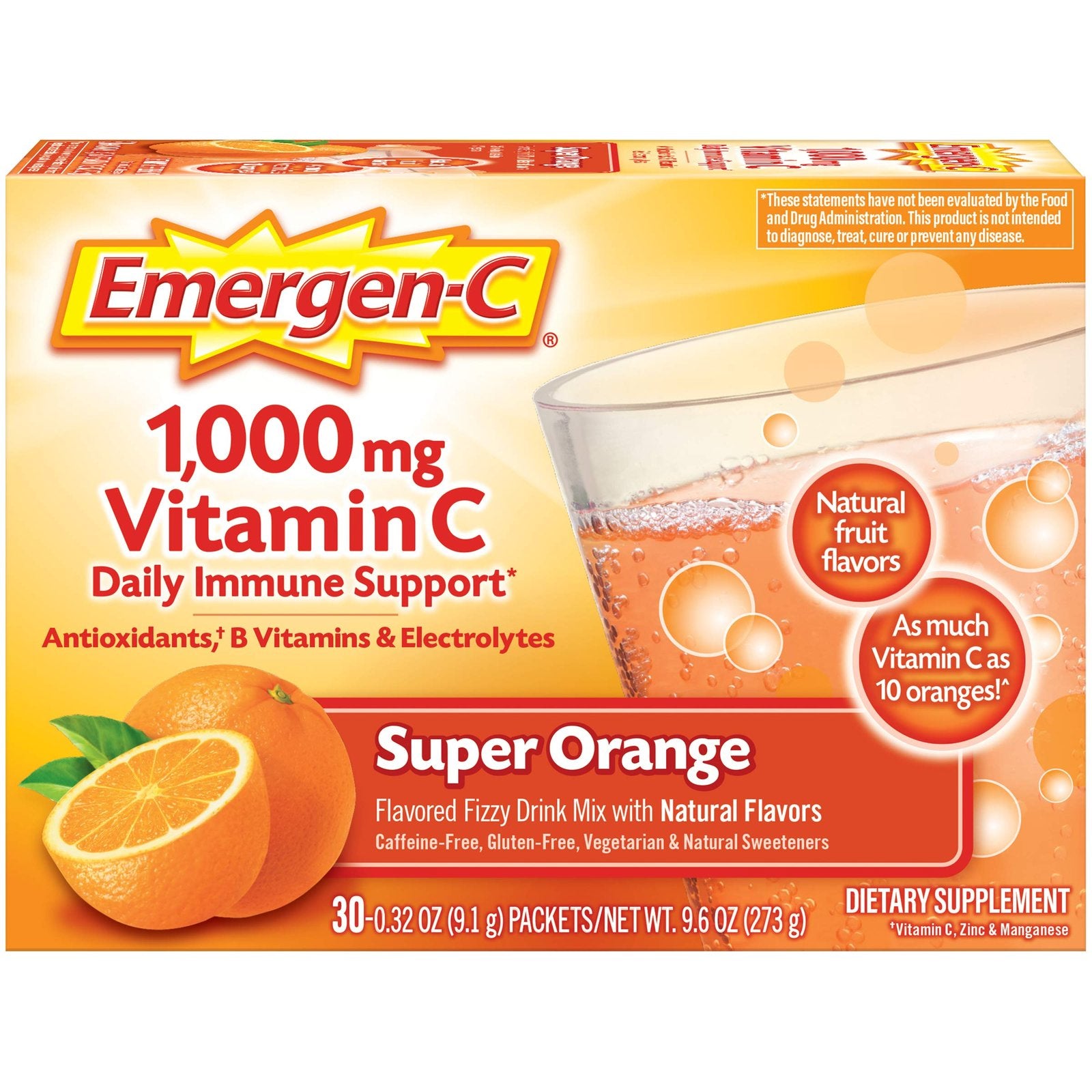 Emergen-C Vitamin C Powder - Super Orange (30 ct)/12pk