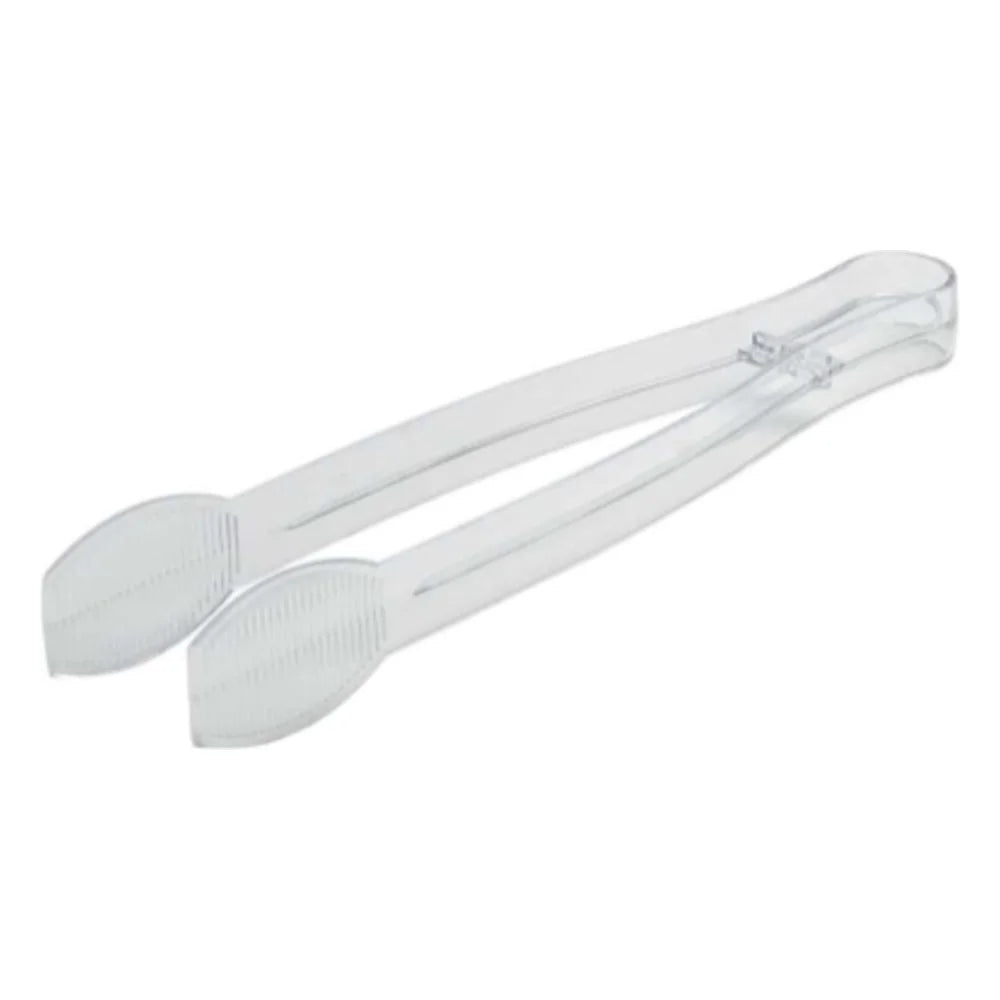 Fineline Settings Clear Polystyrene Serving Tongs 9", 48 Count — 48 Per Case