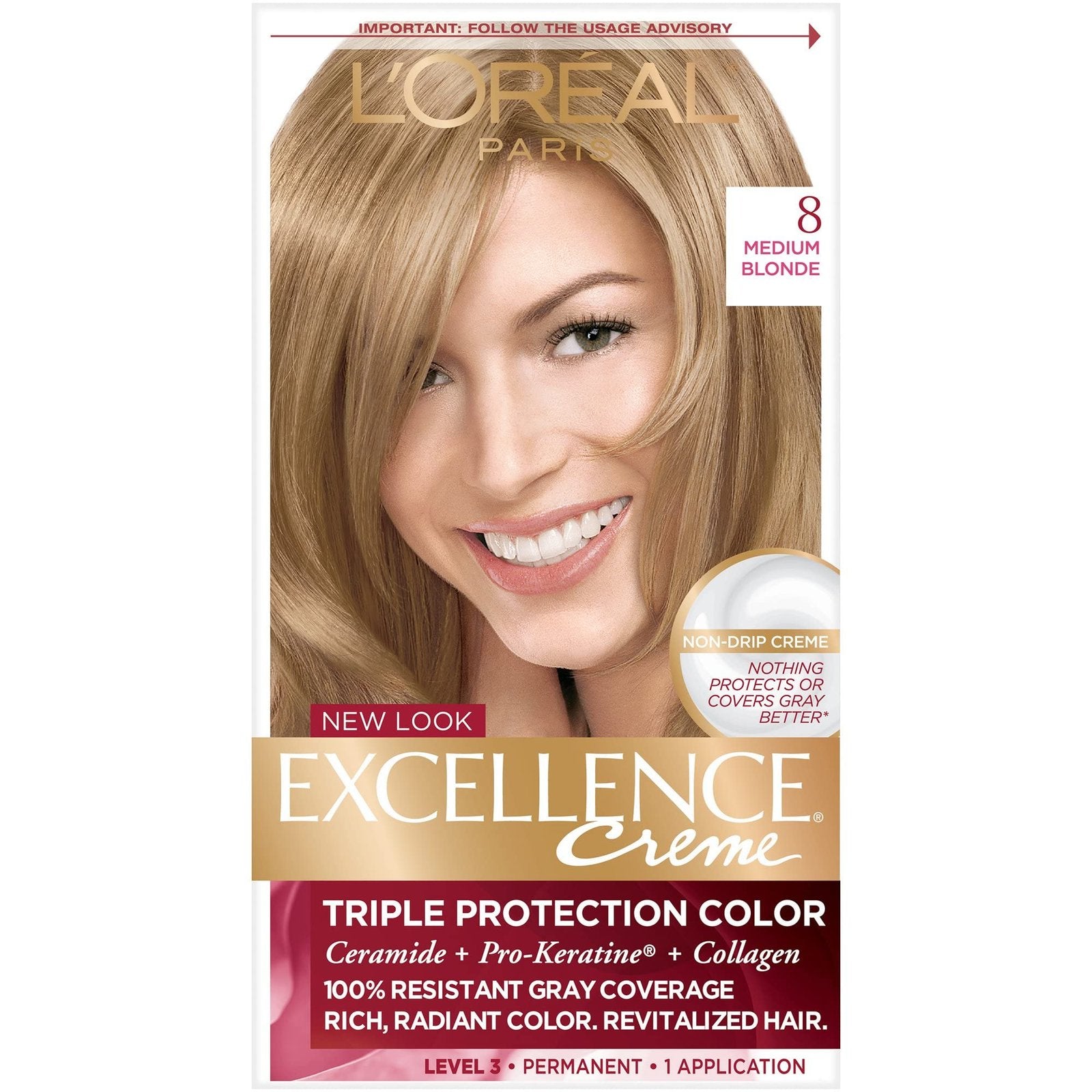 L’Oréal Excellence Hair Color 8 Medium Blonde (Pack of 4)/12pk