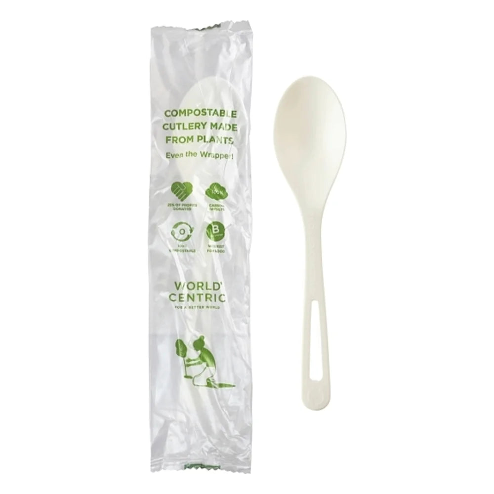 World Centric Individually Wrapped Corn Starch Spoon — 1 Per Case