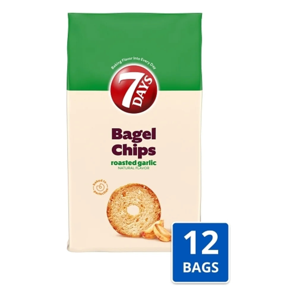 7Days Roasted Garlic Bagel Chips, 8.81 Ounce — 12 Per Case