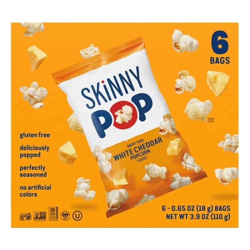 SkinnyPop Dairy Free White Cheddar Flavored Popcorn, 3.9 Ounce — 6 Per Case