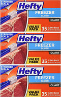 Hefty Freezer Slider Bags Quart (35 Count, Pack of 3)/9pk