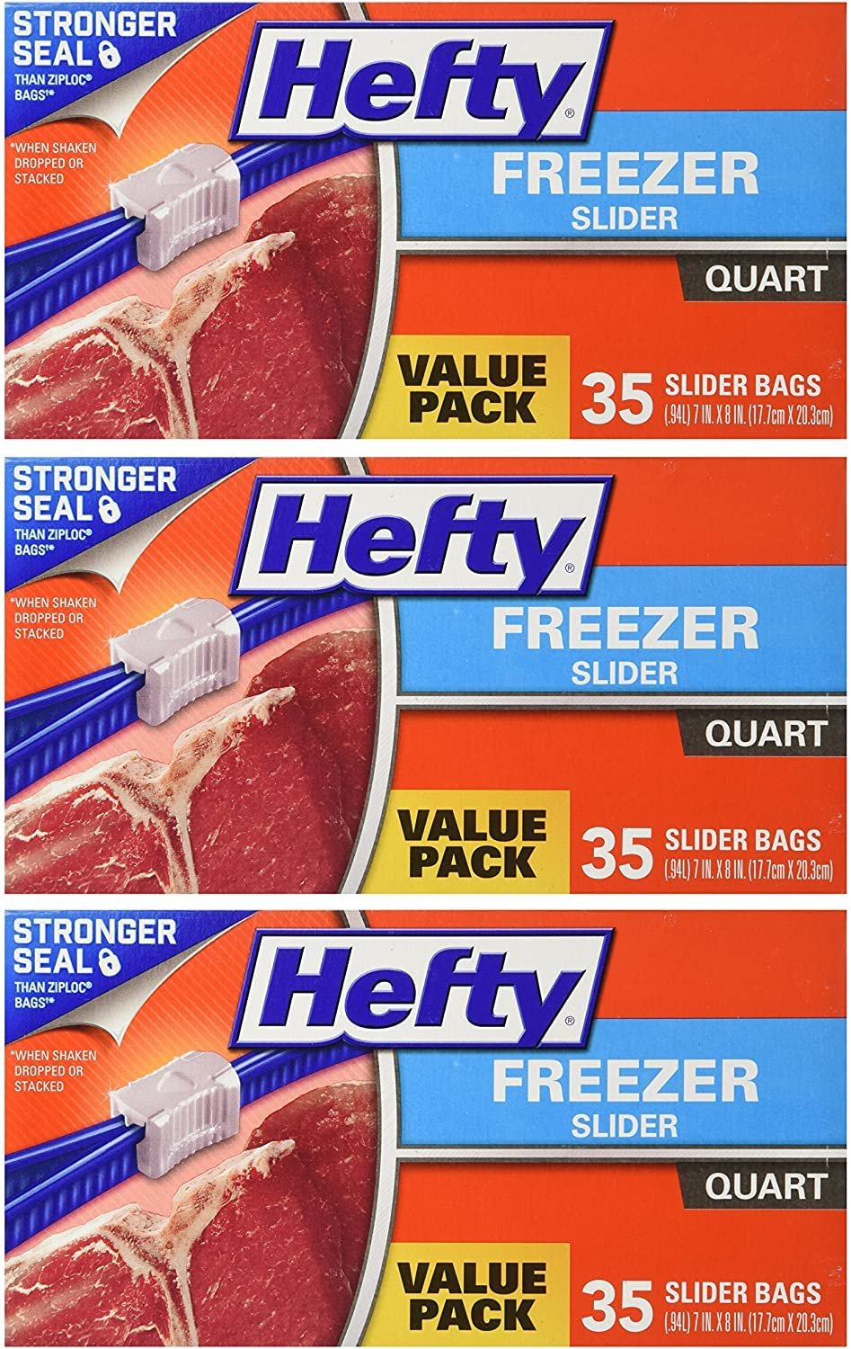 Hefty Freezer Slider Bags Quart (35 Count, Pack of 3)/9pk