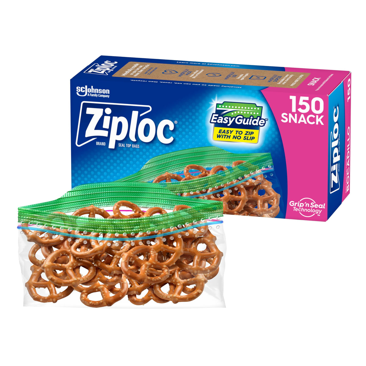 Ziploc Easy Guide Snack Bag, 150 ct — 12 Per Case