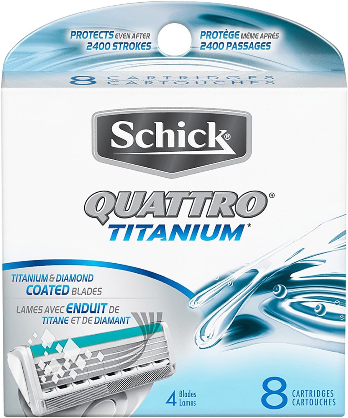 EDGEWELL PERSON Schick Quattro Titanium Refills, 6+2 Count — 72 Per Case